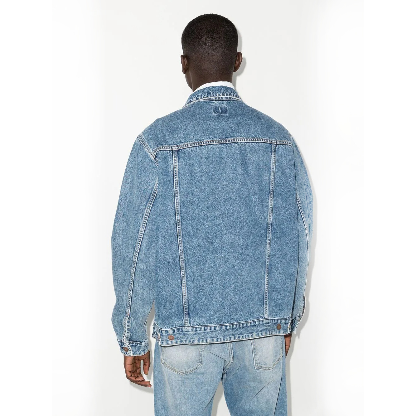 Men's Classic Ripped Denim Jacket Back View