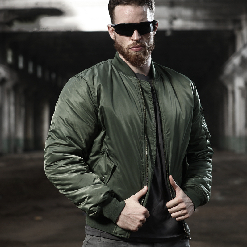 Men's Green Bomber Jacket Model Showcase