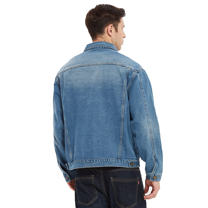 Men's Classic Ripped Denim Jacket Back View