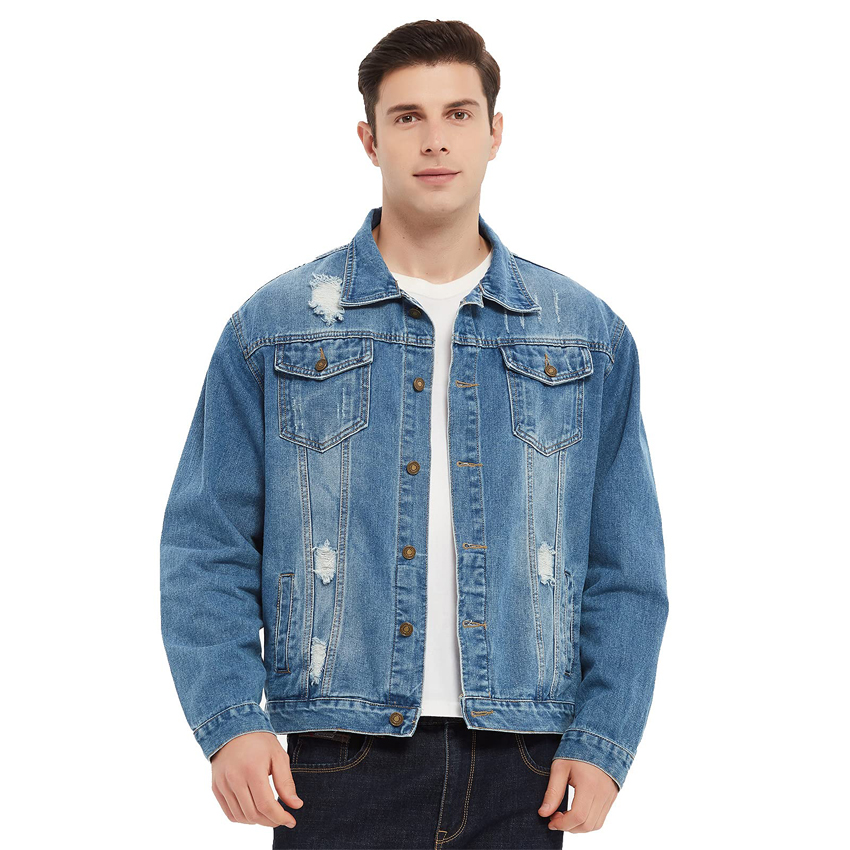 Men's Classic Ripped Denim Jacket