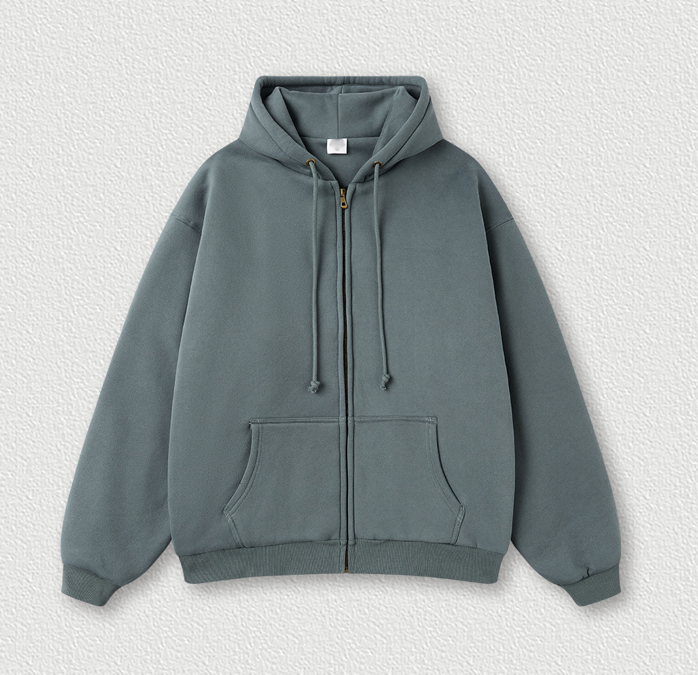 Gray Zip up Unisex Hoodie Display