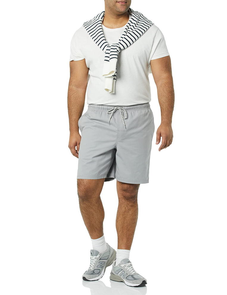 Men's Gray Drawstring Shorts Front display