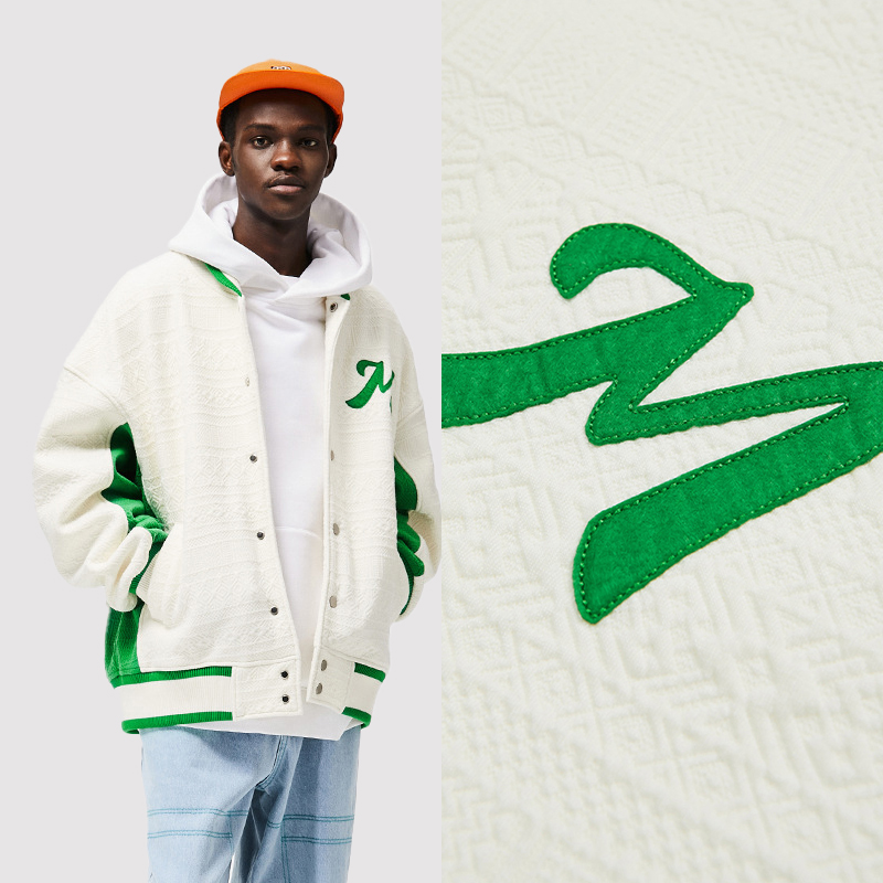 jacquard embroidered baseball jacket