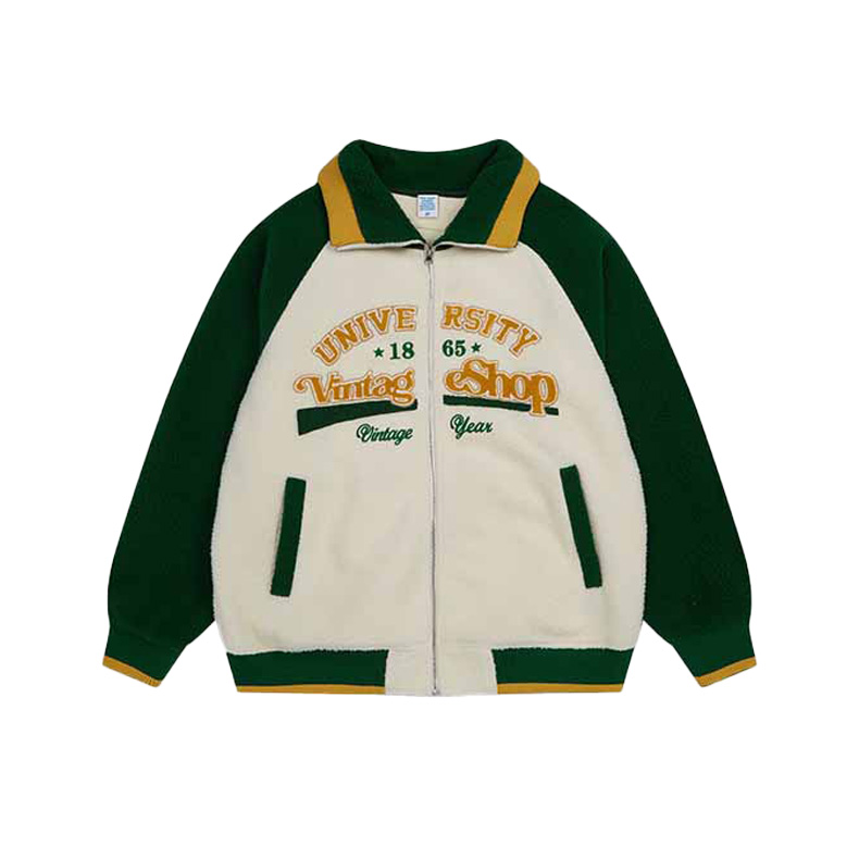 Green Embroidery varsity jacket