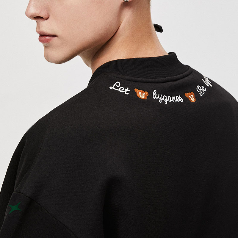 Black Embroidery Hoodies Detail