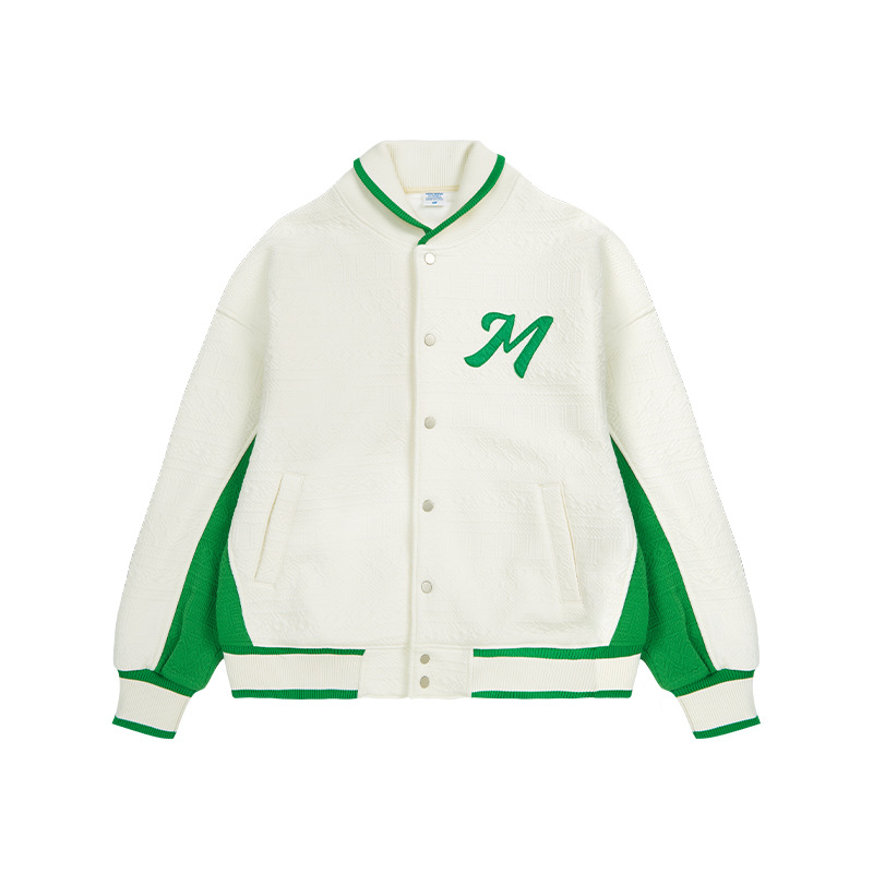 jacquard embroidered baseball jacket