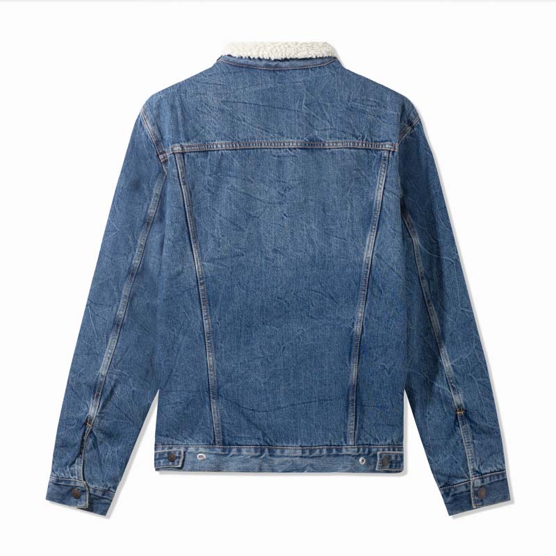 Faux sherpa denim jacket(Wash Blue)