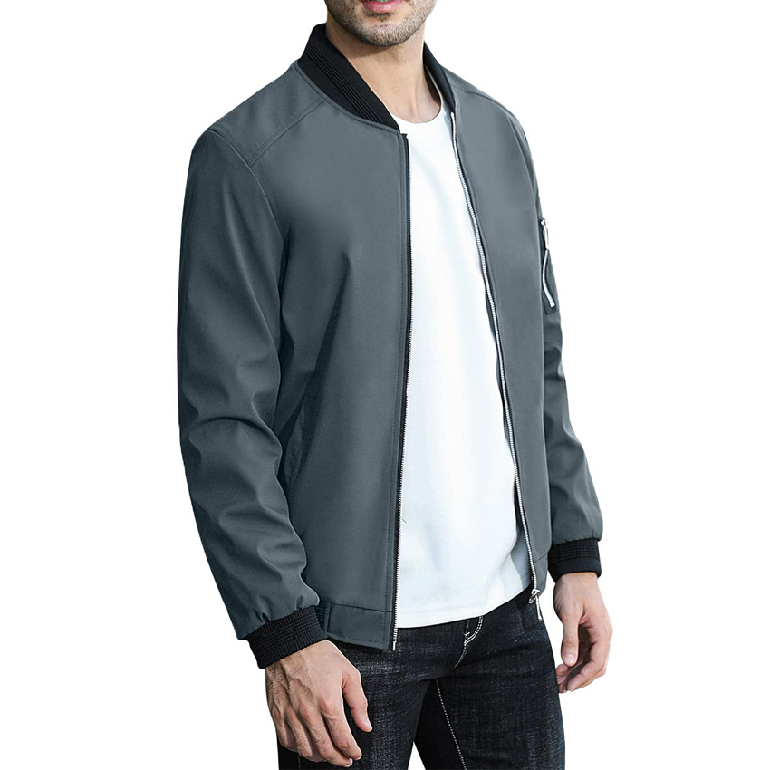 Custom Men's Casual Lightweight Bomber Jacket Lining and Style