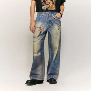 Digital print jeans display effect